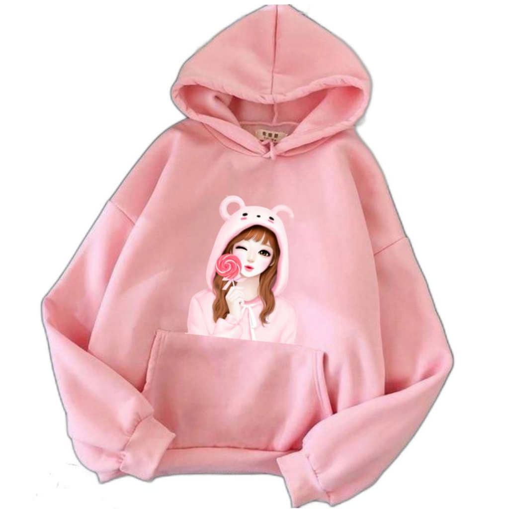KATUN Zepeto Lollipop เสื้อกันหนาวมีฮู้ดเด็กผู้หญิง วัสดุผ้าฟลีซ อายุ 5-15 ปี