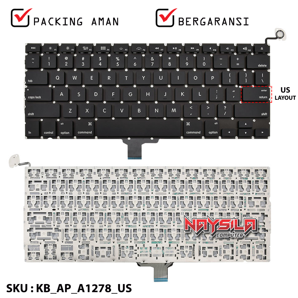 MB Pro 13 นิ้ว A1278 คีย์บอร์ดปี 2009 2010 2011 2012 (US) NORMAL ENTER / MC700 MB990 MC374 MB466 MD3