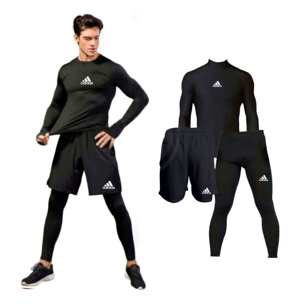 ชุดกีฬาผู้ชาย เสื้อ ข้อมือ เลกกิ้ง และกางเกงขาสั้น ชั้นใต้ดิน ฟุตซอล วิ่ง ยิม บาสเกตบอล วอลเลย์บอล ยิมนาสติก