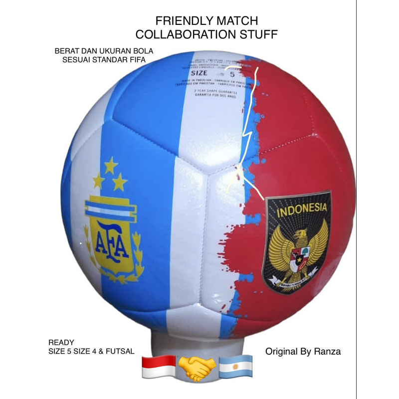 ลูกบอลอาร์เจนตินา สไตล์อินโดนีเซีย | Collab Edition | ลูกฟุตบอลหมายเลข 2023 เป็นมิตรกับสิ่งแวดล้อม ลูกฟุตบอลเบอร์ 4 ของที่ระลึก 5