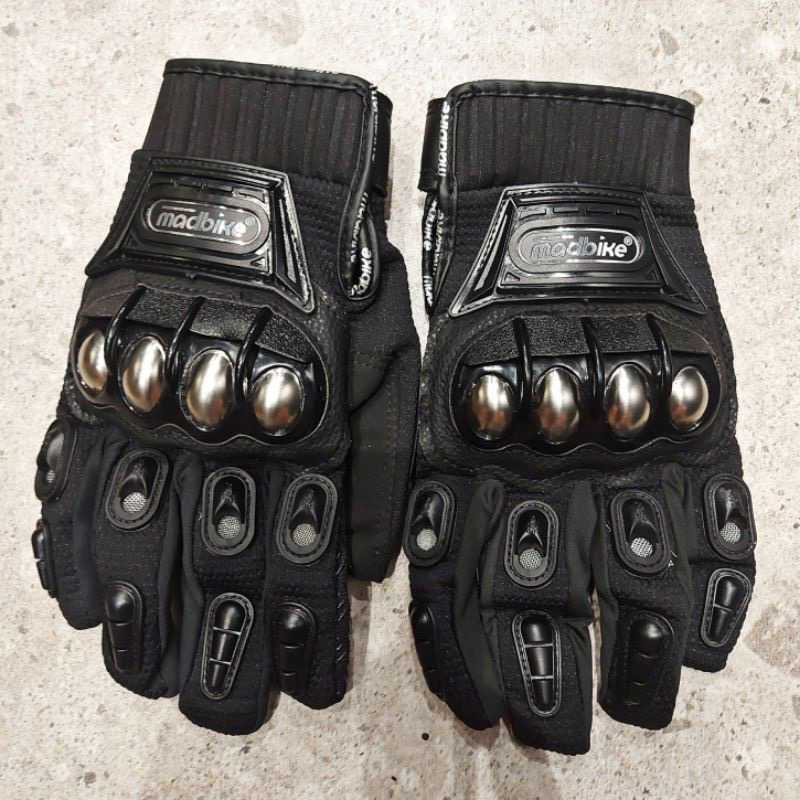 Hitam Original black mad10b iron madbike gloves - ถุงมือจักรยาน mad - ถุงมือมอเตอร์ไซค์เหล็ก