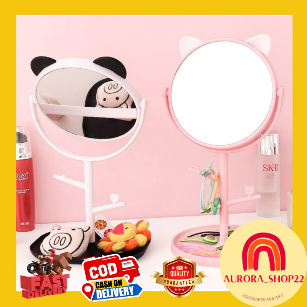 CUTE CAT EAR MOTIF MIRROR IMPORTED MAKEUP MIRROR STANDING MAKEUP MIRROR