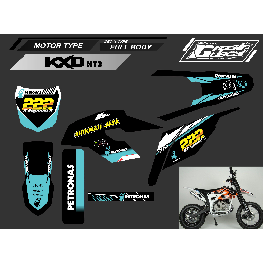 Mini Trail KXD 50cc MT3 สติกเกอร์รูปลอกเต็มตัวฟรีที่กําหนดเอง