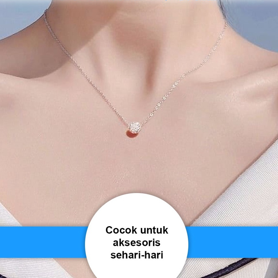 Mammiri สแตนเลสคริสตัลสร้อยคอ H16 Cool จี้สร้อยคอรอบ Ball Motif Elegant เครื่องประดับหญิงแฟชั่น B15