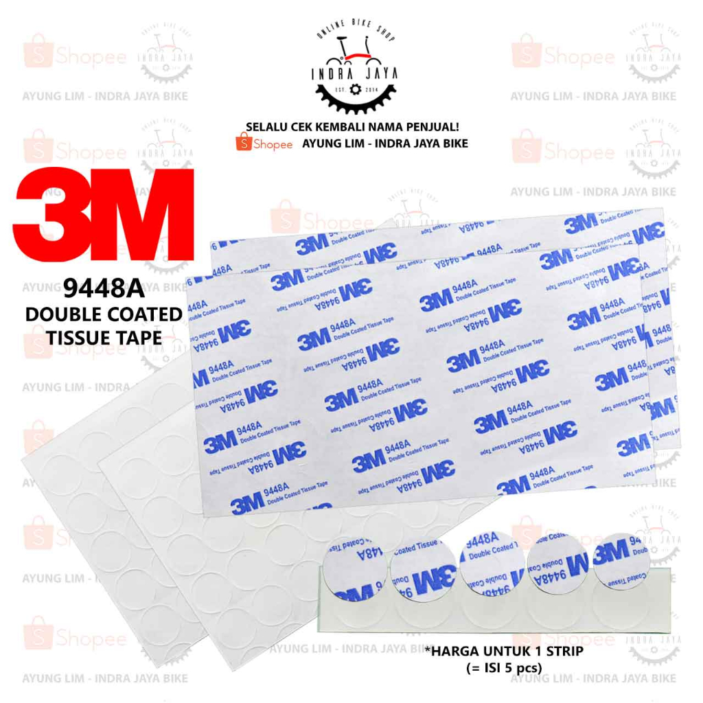 สติ๊กเกอร์ป้องกันกรอบจักรยานกลม COTENTS 5 ชิ้น - (3M-STICKER-9448A-DOUBLE-COATED-TISSUE-TAPE) 20mm