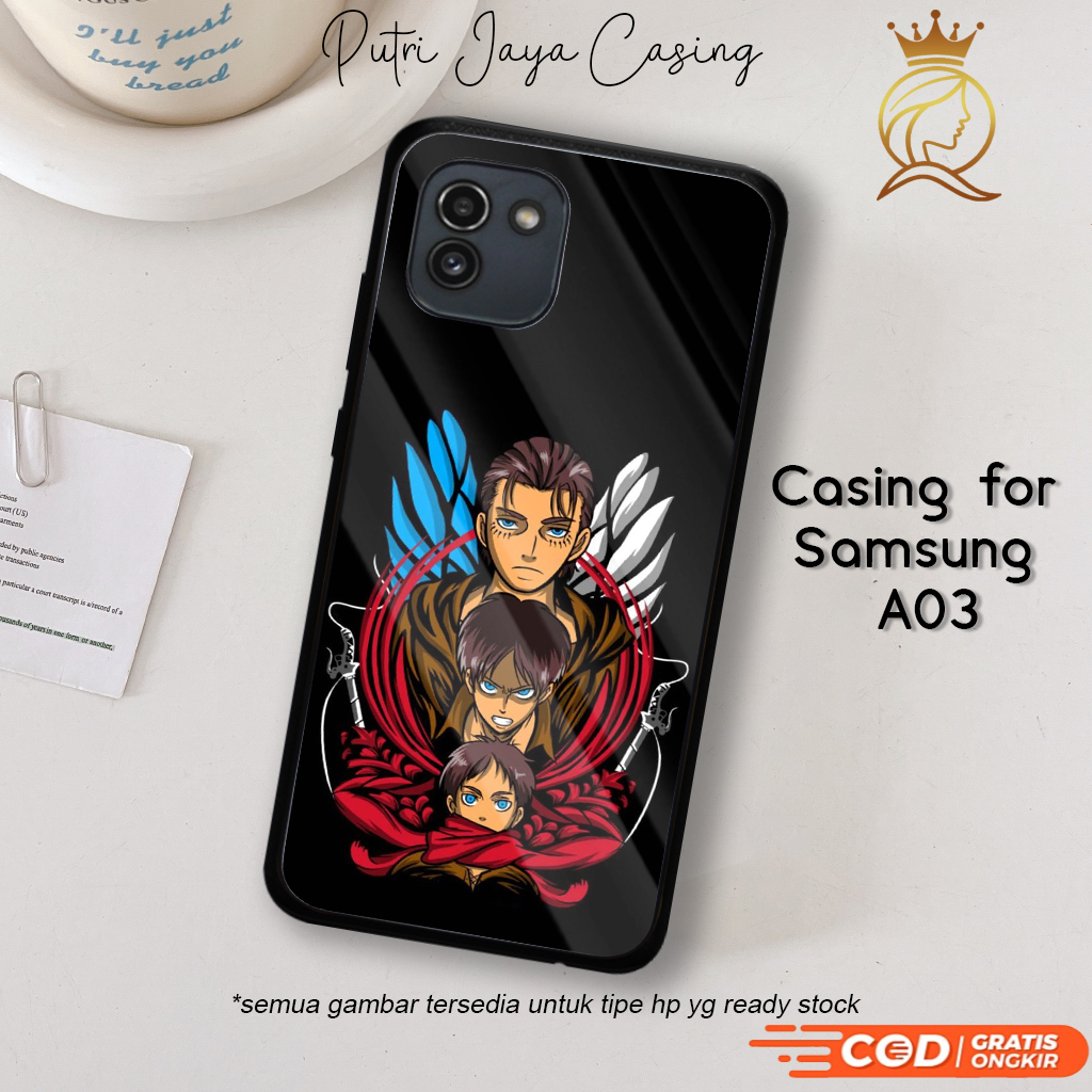 HP Samsung A03 เคสโทรศัพท์ Aesthetic Motif 06 AOT ล่าสุดหรูหราปลอกน่ารัก Cool Plain Wavy Wave สายคล้