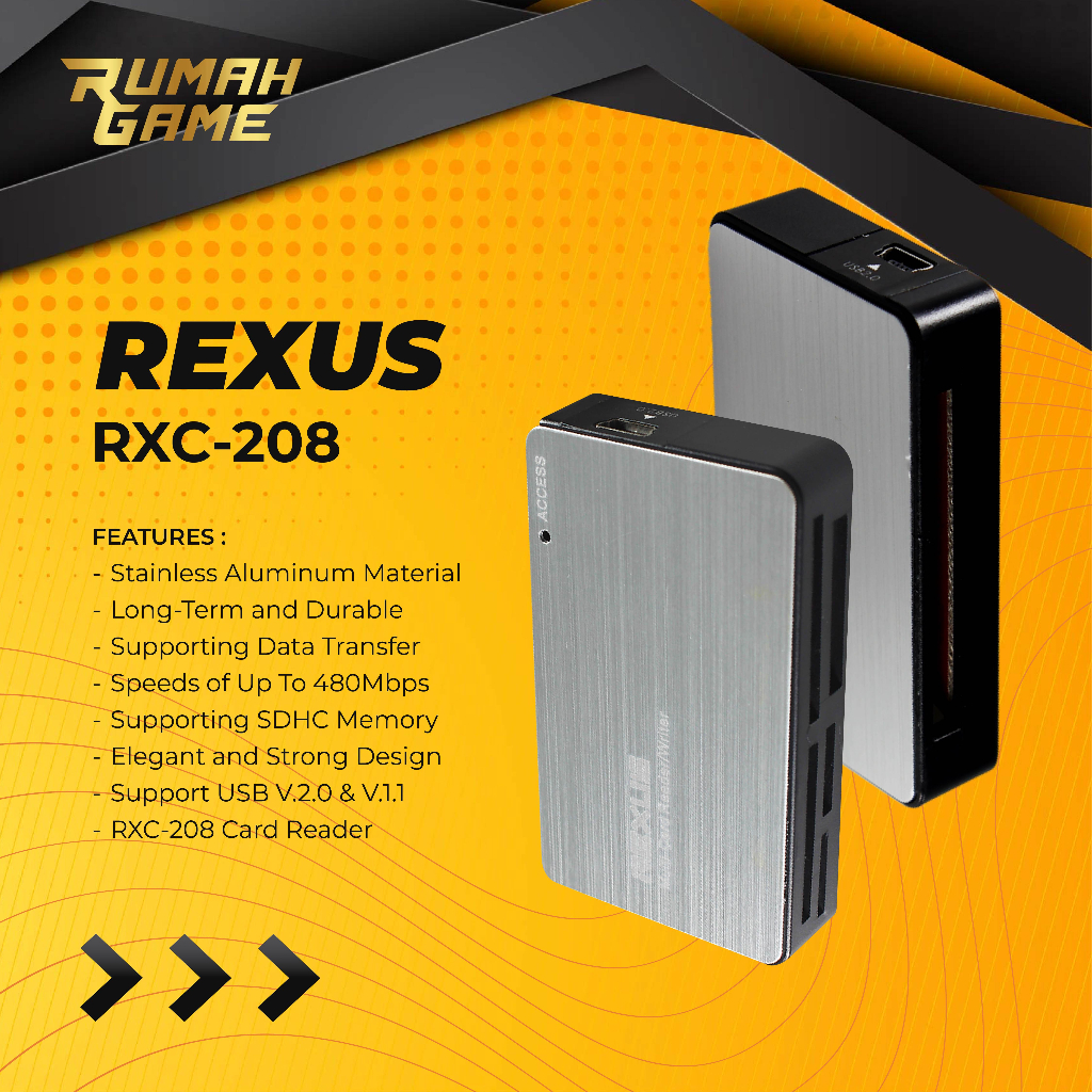 เครื่องอ่านการ์ด Rexus RXC 208 Usb 2.0 วัสดุอลูมิเนียม Rexus Rxc208