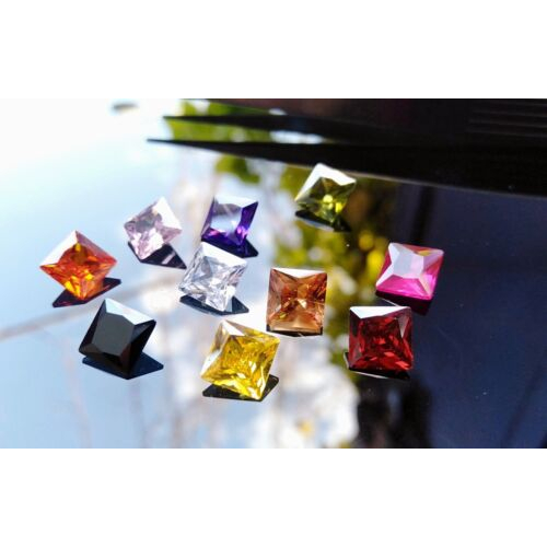 2 - 4MM - 3 ชิ้น AAA Zircon Sirkon Gems Princess Cut Plot