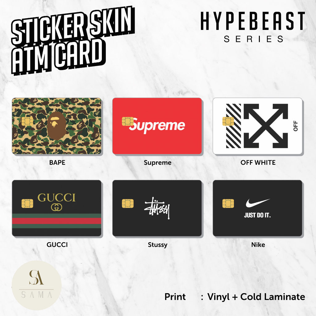การ์ดผิวสติ๊กเกอร์ Hypebeast Series - Vinyl ATM Debit Credit, Emoney, Flazz, การ์ดเชื่อมต่อสติกเกอร์ Hype