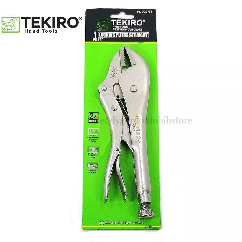 TEKIRO VICE GRIP CROCODILE PLIERS TEKIRO 10" STRAIGHT CLAMP PLIERS