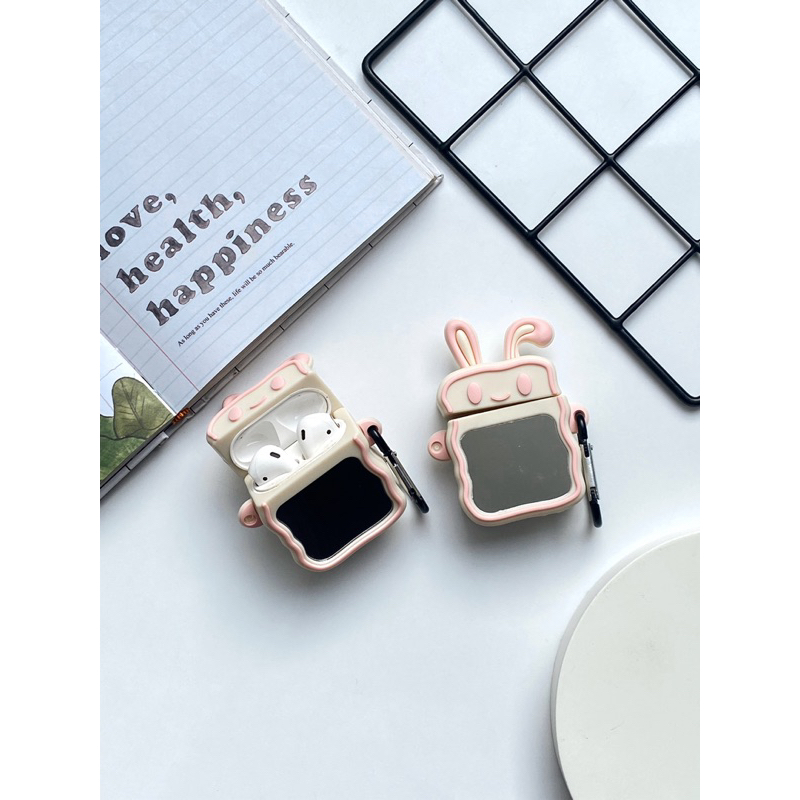 AIRP0DS CASE BUNNY (PINK & GREY) Airpods GEN 1/2 3 PRO
