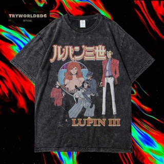 เสื้อยืด พิมพ์ลาย Tryworldbdg OFFICIAL "LUPIN III" | เสื้อเชิ้ต ซักได้ | หินล้าง | เสื้อยืด ขนาดใหญ่ | Lupin III เสื้อยืด ลาย VINTAGE