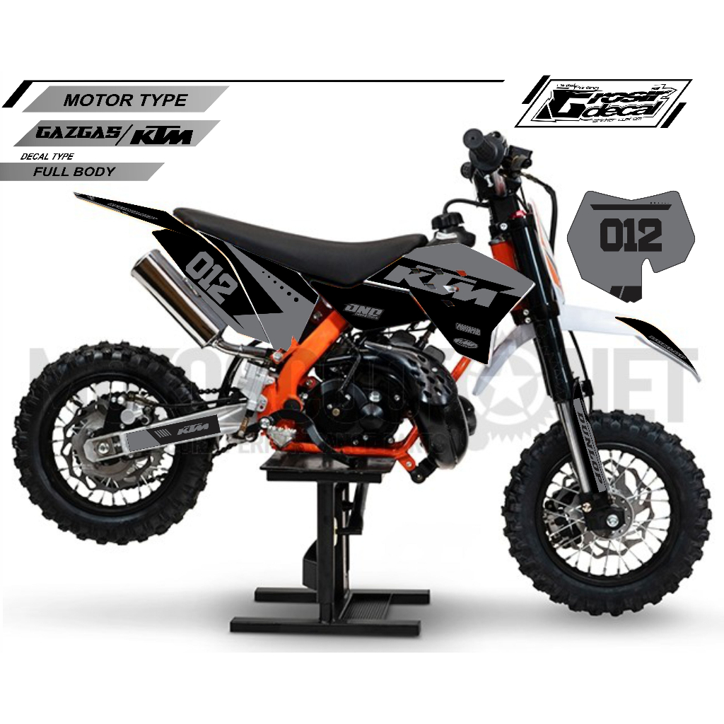 รูปลอก Mini trail Gazgas 50cc / KTM 50cc สีดํา สีเทา Full Body Free Custom
