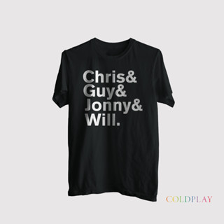 เสื้อยืด พิมพ์ลายวง Coldplay Chris &amp; Guy &amp; Jonny &amp; Will