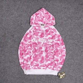 A BATHING APE เสื้อแจ็กเก็ตกันหนาว มีฮู้ด ลายพราง APE BAPE ABC สีชมพู สีฟ้า พรีเมี่ยม