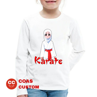 [ฟรีชื่อพิมพ์] Karate เสื้อยืด แขนยาว สําหรับเด็ก