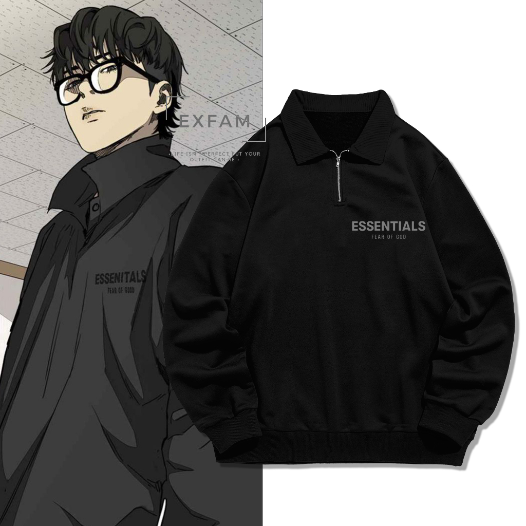 เสื้อแจ็คเก็ตครึ่งซิป Halfzip Jayjo Essentials Fear Of God Wind Breaker การ์ตูนเกาหลี