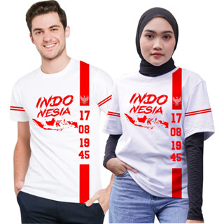 เสื้อยืดผ้าฝ้าย ลาย Indoensia ครบรอบ 78 ปี สีแดง และสีขาว สําหรับผู้ชาย และผู้หญิง ไซซ์ s มล. xl xxl 3xl 4xl 5xl