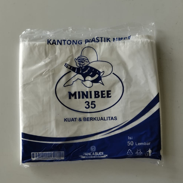 Putih Minibee ถุงพลาสติก HDPE พลาสติกสีขาว บรรจุ 50 แผ่น