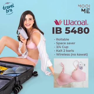 Wacoal Mood Ib5480S เสื้อชั้นในไร้สาย 3/4 คัพ (ไร้สาย) โมเดลโฟม ขนาดกลาง สีแดง สีส้ม