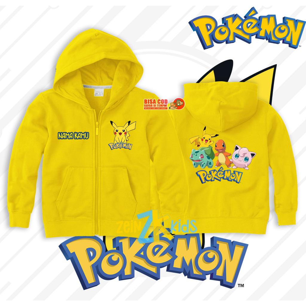 Pokemon Pikachu Kids Zipper Hoodie / Pokemon Pikachu Kids Sweater