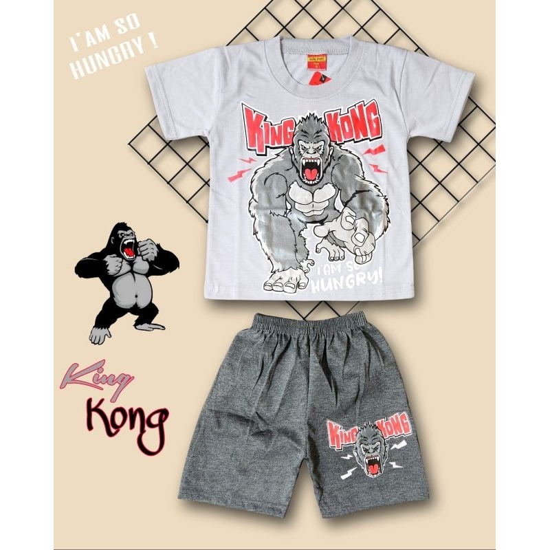 ชุดเสื้อและกางเกงเด็กชาย& 39; และ GIRLS& 39; พร้อมPICTURE KING-KONG สําหรับอายุ 1 ปี-10 ปี