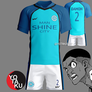 เสื้อคอสเพลย์ การ์ตูนอนิเมะ Manshine Damon สีฟ้า แบบเต็ม