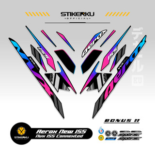 ใหม่ สติกเกอร์เชื่อมต่อ AEROX 155 11 สีดําพื้นฐาน สติกเกอร์ AEROX 155 AEROX 155 AEROX 155 LIST POLET Variation NVX STICKER AEROX 155