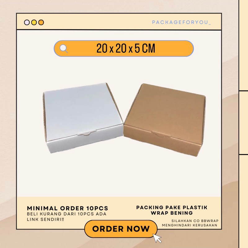 กล่องกระดาษแข็ง ขนาด 20x20x5 สําหรับใส่ขนมปัง พิซซ่า บราวนี่