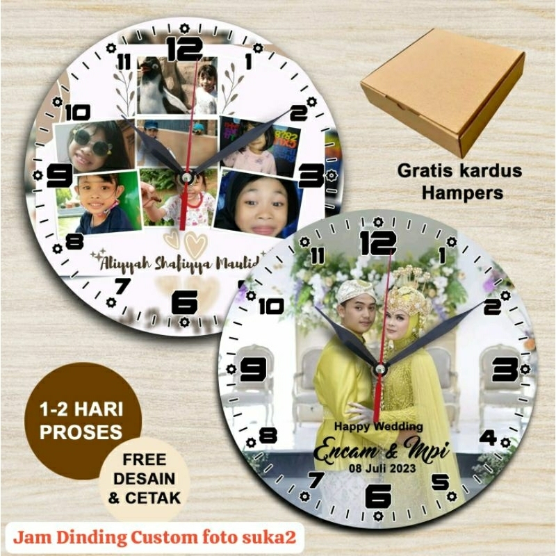 นาฬิกาแขวนแบบกําหนดเองพร้อมรูปถ่ายใด ๆ - ขนาดใดๆ 30x30
