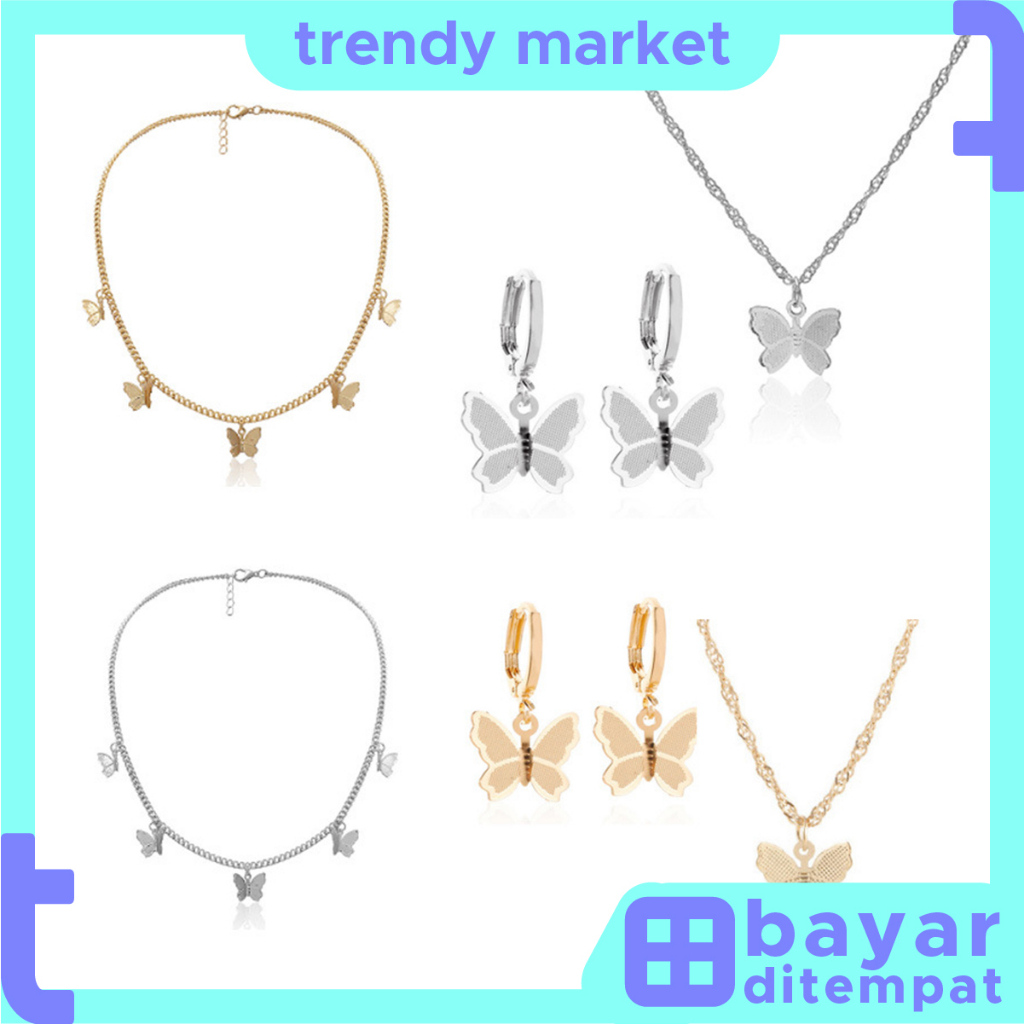 เกาหลีผีเสื้อคู่ Simple Ins Niche จี้สร้อยคอสาวและผู้หญิงแฟชั่น AC07