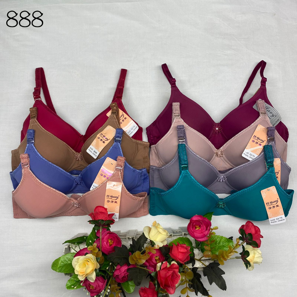 WANGPAY BRA / BH WOMEN 888 - 228 WIRELESS SIZE 32-38 AVAILABLE ใน 8 สีและ 2 ตะขอ FINE MATERIAL