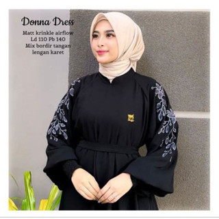 Gamis TERBARU DONNA DRESS WD ชุดเดรส ปักลายดอกไม้ สีชมพู ไซส์ M L XL XXL GAMIS ผู้หญิง รุ่น JUMBO OVERSIZE ล่าสุด สี BLACK White SAGE DRESS ผู้หญิง สไตล์เกาหลี เรียบง่าย หรูหรา เสื้อผ้ามุสลิม ผู้หญิง ของแท้ หรูหรา