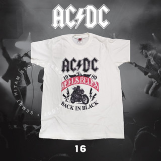 เสื้อยืด ACDC HELLS BELLS BACK IN BLACK Builtup White Rock Metal Music Band Prapatan Rebel Puritan