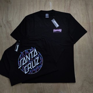 Thrasher X SANTA CRUZ FIRE BLUE DEVIL เสื้อยืด คุณภาพดี ของแท้