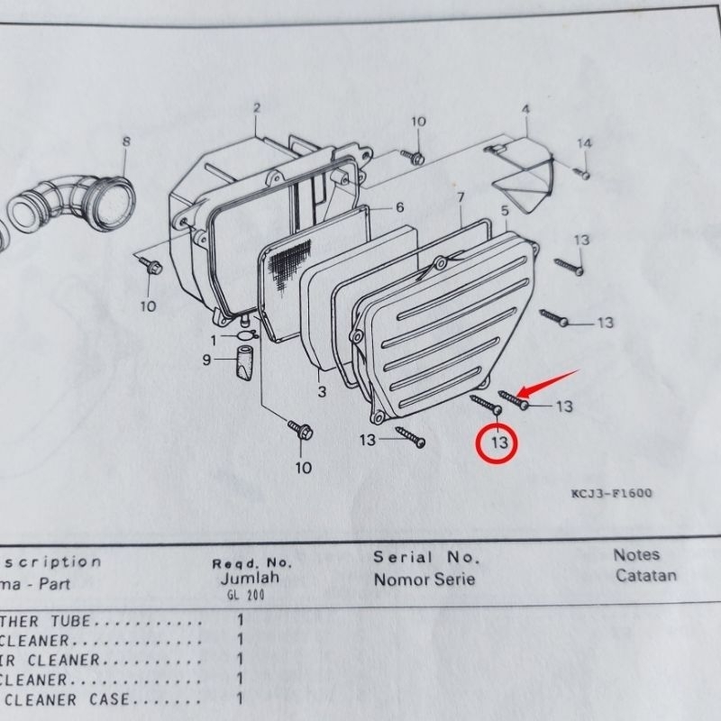 Honda Tiger Filter Box Cover Screw Bolt