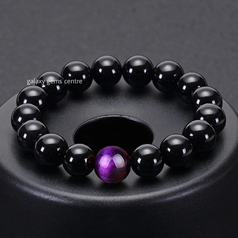 UNGU MATA ORIGINAL PURPLE HEART EYES BLACK ONYX STONE BRACELET