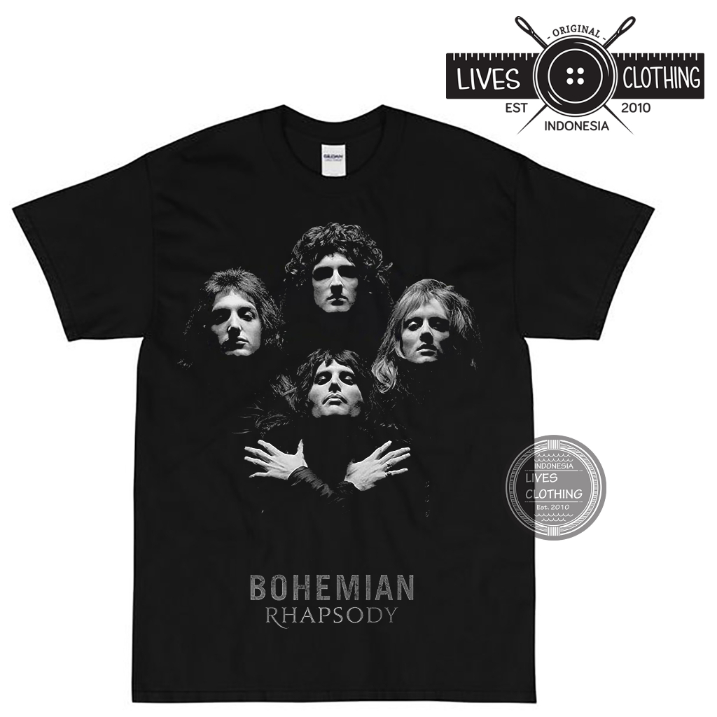 พรีเมี่ยม QUEEN BOHEMIAN เสื้อยืด RHAPSODY FREDDIE MERCURY / BAND RADIOHEAD OASIS BLUR THE BEATLES