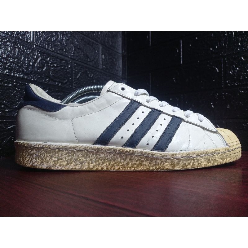 Putih รองเท้า Adidas - SUPERSTAR 80s VINTAGE DELUX (หนัง-ขาวฟ้า) ไซส์ 45.3/	, พื้นรองเท้า 29 ซม