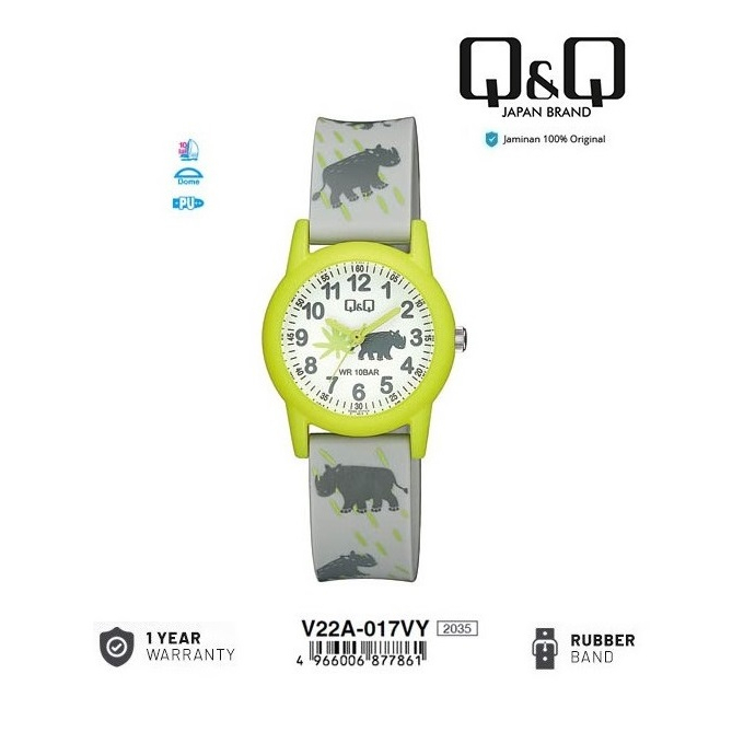 Q&Q QNQ QQ ORIGINAL RUBBER BAND KIDS WATCH CHILDRENS WATCH V22 V22A V22A-017VY