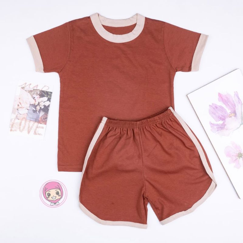 KATUN ชุดเด็กผู้หญิง Unisex / ชุดเด็กผ้าฝ้าย 2-3 ปี / ชุด Ringer Tee Earth Tone Series