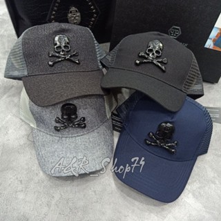 หมวกแก๊ป คุณภาพดี ลายโลโก้ Plein Skull Net Trucker