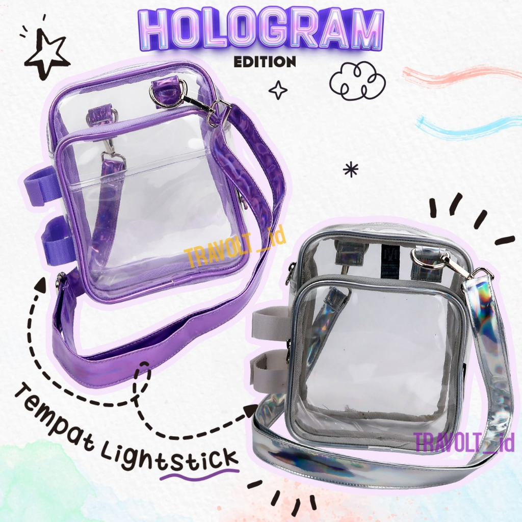 HOLOGRAM EDITION Sling bag - กระเป๋าสะพายใส - Travolt - KPOP Concert กระเป๋า PVC หนา Mica