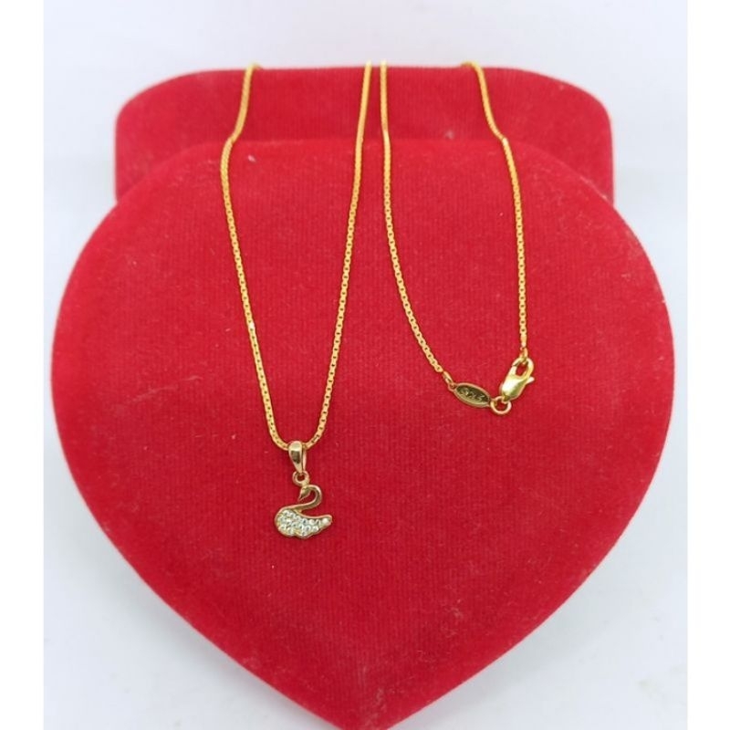 ITALY SANTA NECKLACE + 925 GOLD PLATED เงินแท้ SWAN PENDANT