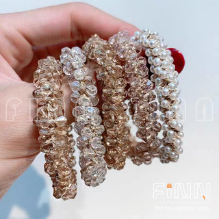 Ikat Rambut Elastis Aksen Kristal Mutiara Gaya Untuk Wanita Fashion Aksesoris Rambut Premium