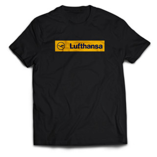 Lufthansa AIRLINES เสื้อยืดลําลอง สําหรับผู้ชาย และผู้หญิง แขนสั้น คอกลม พิมพ์ลาย AIRLINES