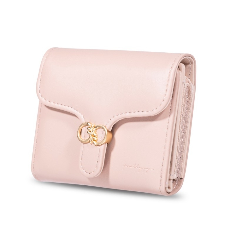 PRETTYZYS SMALL WOMENS FOLDING WALLET ORIGINAL CUTE PINK LEATHER AURALIA WA706P3 KOREA MINI MONEY ZI