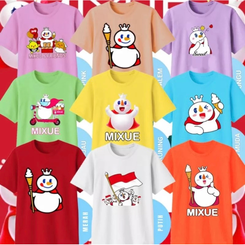 เสื้อท็อป ลาย MIXUE MISUE FAVORITE สีพื้น สําหรับผู้ใหญ่