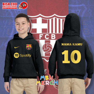 Fc Barcelona เสื้อแจ็กเก็ต เสื้อฮู้ดดี้ สามารถใช้ชื่อ / เสื้อบอล สําหรับเด็ก