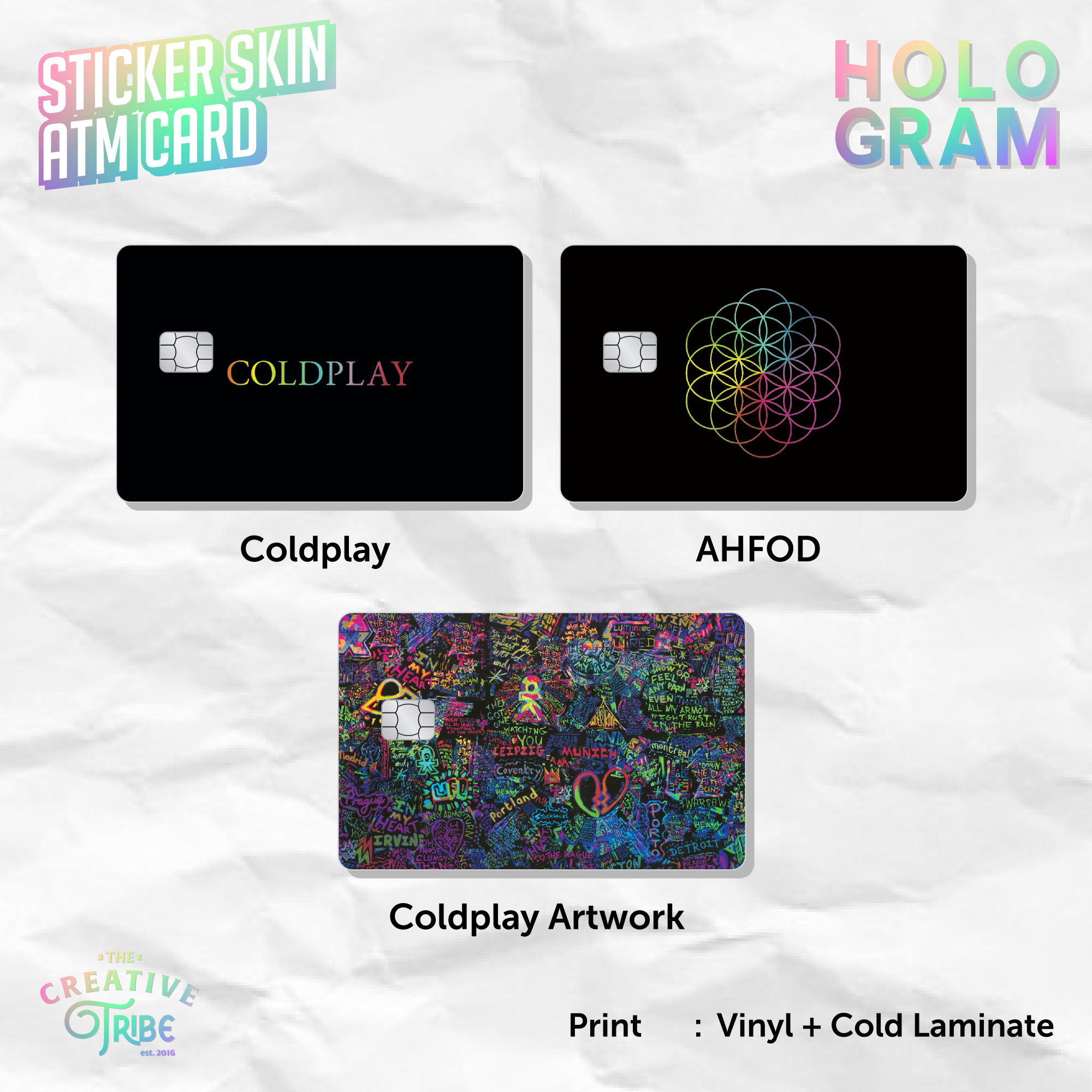 Coldplay - HOLOGRAM Skin Card Sticker - Vinyl ATM Etoll Band Sticker